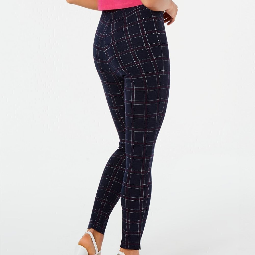 L327 Hue Windowpane Cropped Skimmer Leggings - Picture 2 of 3